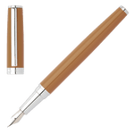 This Gear Icon Camel & Chrome Fountain Pen by Hugo Boss comes in a black gift box.