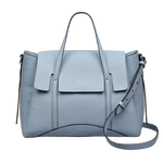 Radley's The Chancery Smoke Blue Medium Flapover Grab Bag is made out of cowhide leather with a grained texture and a suedette lining to match.
