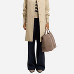 The Brown and Cream Palmah Tote with Logo Straps by BOSS.