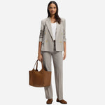 The BOSS Lenah Brown Leather New Tote Bag with Metallic Logo by BOSS.