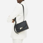 The The Belsize Black Leather Small Flapover Shoulder Bag by Radley.