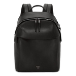 This Voyageur Black & Gunmetal Holland Backpack by TUMI is made out of plain leather with gunmetal trims.