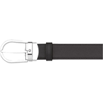 Montblanc horseshoe belt with a silver buckle and saffiano leather strap.
