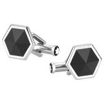 The Montblanc hexagonal black onyx cufflinks.