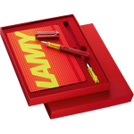 This LAMY Glossy Red AL-Star Fountain Pen Special Edition Paper Set includes an A5 sized notebook.