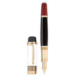 Montblanc's Luciano Pavarotti Limited Edition 4810 Fountain Pen, Patron of Art is gold-plated with precious lacquer in a mix of red, white, and black.