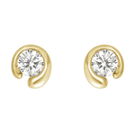 These 0.10 CT Yellow Gold Mercy Solitare Earrings have been designed by Georg Jensen.