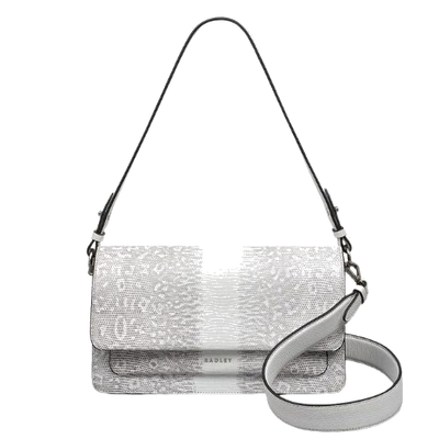 1 leather lane bright white faux lizard medium flapover shoulder bag 110862