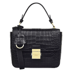 Radley's Hanley Close Black Faux Croc Flapover Grab Bag