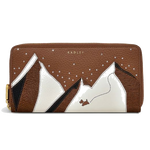 This Radley Mountain Wanderers Saddle Brown Large Zip-Around Purse holds multiple bank cards and also has extra slip pockets for cash and receipts.