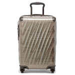 TUMI's 19 Degree Lite International Titanium Grey Carry-On has a two-toned patterned hard shell exterior so the case is durable and long lasting.