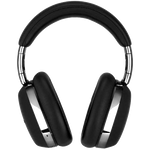 These Montblanc Black Over-Ear MB 01 Smart Travel Headphones feature a smooth leather finish.