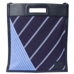 Paul Smith's Navy Stripe Raffia Tote Bag features plain leather accents.