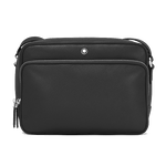 Montblanc's Sartorial Black Leather Messenger Bag with a front zip pocket and main compartment.