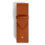 This Montblanc Meisterstück Rust Leather 2 Pen Pouch is made out of cowhide leather with a smooth finish and the snowcap emblem on the front.