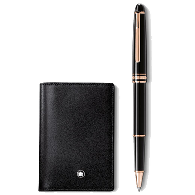 montblanc black classique rollerball card holder set
