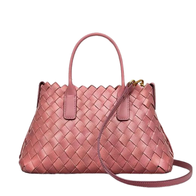 the goswell sienna pink small woven grab bag 1