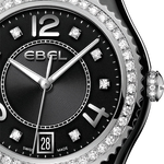 This Ebel watch also has a rotating 48-diamond stainless steel bezel and 15-diamond crown.