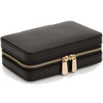 This WOLF Black Palermo Zip Jewellery Case has been lined with cream ultrasuede.