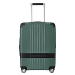 Montblanc's #MY4810 Cabin Trolley Case in Pewter has a retractable top handle and side grab handle.