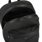 This Ray Front Zip Pocket Backpack by BOSS has polished gunmetal hardware and faux leather trims.