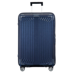 Samsonite's Lite-Box Spinner Deep Blue Suitcase, 69 cm has four spinner wheels with silver and black to match the deep blue exterior.