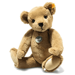 Steiff's Teddies for Tomorrow Lio the Brown Bear is made of soft linen plush derived from recycled PET bottles.