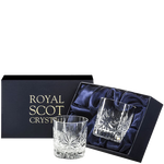 These Royal Scot Crystal Edinburgh Star 2 x 26cl Whisky Tumblers will be presented inside a midnight blue gift box.