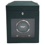 Green British Racing Watch Winder with Storage designed by WOLF 1834.