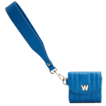 WOLF 1834's Marine Blue AirPod Case with Wristlet is fitted with a detachable strap and keyring.