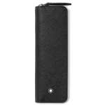 This Montblanc Sartorial Single Pen Case in Black Saffiano has the snowcap emblem on the front.