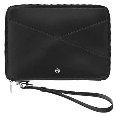 s t dupont paris black leather 10 pen case