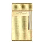 This S.T. Dupont Slimmy Gold Diamond-Point Lighter has the brand name engraved on the front of the lighter on the plain gold panel.