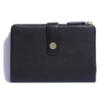 Radley's Larkswood Medium Bifold Ink Leather Purse has polished silver trims with metallic silver foil embossing for the Radley brand name.