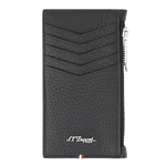 This S. T. Dupont Neo Capsule Grained Leather 5CC Wallet has a slip pocket on the rear and a zip pocket on the side for coins.