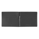 This S.T. Dupont Firehead Soft Leather 6CC Wallet with Money Clip has plain leather inside with 6 card slots and a clip for storing banknotes.