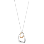 This Georg Jensen Sterling Silver and 18 KT. Rose Gold Offspring Pendant features a clasp closure.