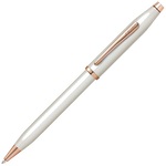 This White Pearlescent Lacquer Century II Ballpoint Pen was designed by Cross.