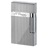 S.T. Dupont Ligne 2 Lighter with a Silver Finish and Diamond Head Pattern.