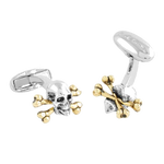 2 gold and silver tone skull and cross bones cufflinks m1a cuff tskull 1a 0