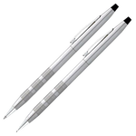 This Cross Classic Century Satin Chrome Ballpoint and Pencil 0.7mm Set comes in a presentation box that keeps both writing instruments safely in place with the elastic loops.