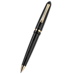 This Venetia Black & Gold Stainless Steel Ballpoint Pen by Montegrappa has subtle engraving down the side of the barrel on the black resin.