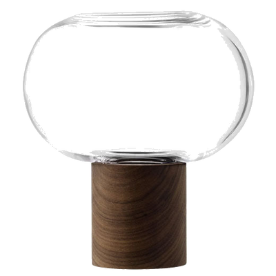 lsa oblate tall clear vase with walnut base