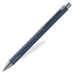 LAMY's Econ Special Edition Indigo Ballpoint Pen has a matte barrel with polished chrome accents and a clip that can be engraved at the time of purchase.
