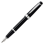 This Bailey Light Black Fountain Pen by Cross has a sleek barrel in glossy black lacquer with stunning chrome trims that have a polished finish.
