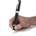montegrappa jet black elmo 02 fountain pen in hand