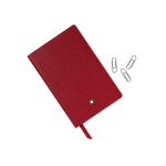 Montblanc emblem on the front of the red A7 notebook.
