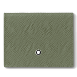 This Montblanc Sartorial 4CC Trio Clay Green Saffiano Card Holder has the snowcap emblem on the front.