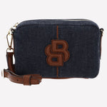 Cotton Anett Navy Cross Body Bag with Double ‘B’ Monogram