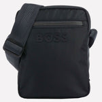 This BOSS Cross Body Bag comes with the logo on the front and is made a navy from recycled synthetics.